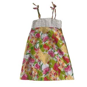 Lilly Pulitzer Girls Bright Yellow Floral Strappy Ruffled Dress Size 10